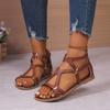 Fashion 2025 Fashion Back Zipper Women's Sandals New Metal Decoration Casual Open Toe Summer Plus Size Light Comfortable Flat Sandals
