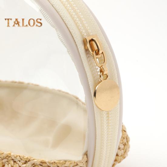 Соломенная косметичка ручной работы из прозрачного ПВХ, водонепроницаемая, большая вместимость, портативная, на молнии, многофункциональная дорожная косметичка-органайзер для туалетных принадлежностей