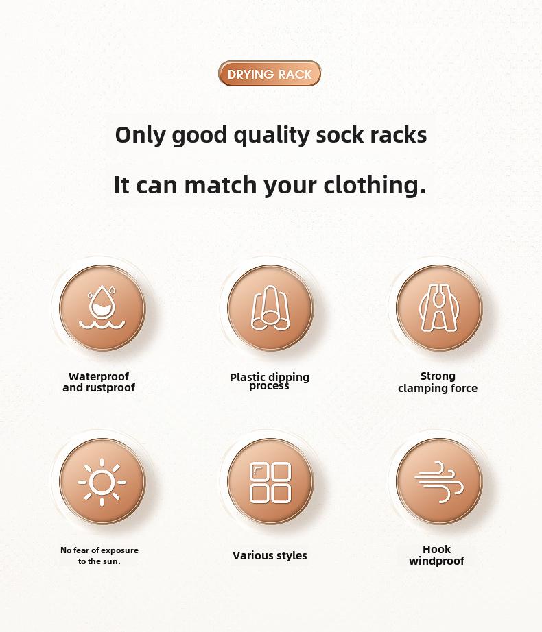 Plastic Dipped 24-Clip Round Sock and Underwear Drying Rack for Household Use