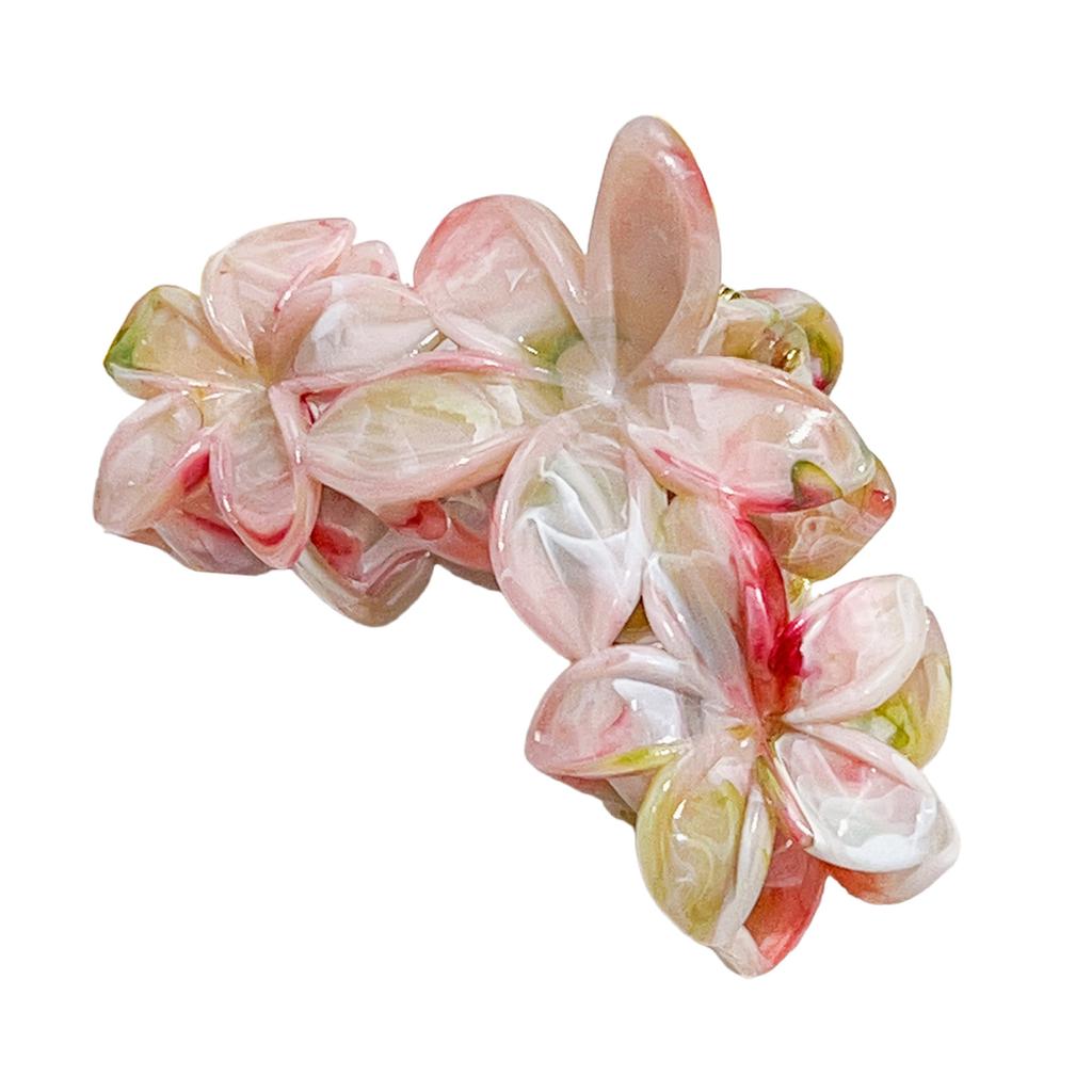 Элегантный мраморный зажим-краб для волос с франжипани, многоцветный вариант, практичный полимерный аксессуар для волос на каждый день