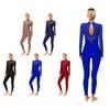 Women Gymnastics Leotard Unitard One Piece Long Sleeve Shiny Rhinestone Full Length Bodysuit Figure Ice Skating Jumpsuit Catsuit