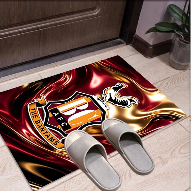 Bradford City AFC Pattern Rug, Indoor/Outdoor Mat, for Picnic, Gameroom, Bedroom, Office, Living Room, Home Decor Carpet, Birthday Gift