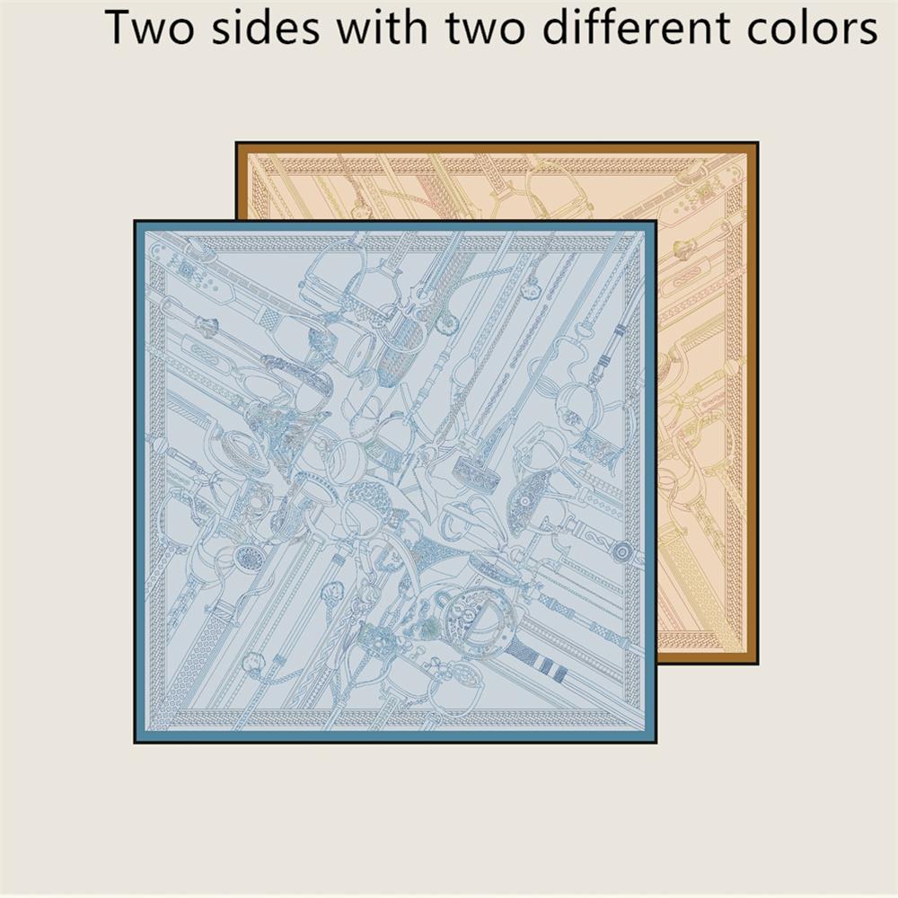 POBING Curled Twill Silk Scarf Women Funny ICE CREAM Double Side Printed Square Scarves Wraps Echarpes Foulards Femme Hijab 70CM