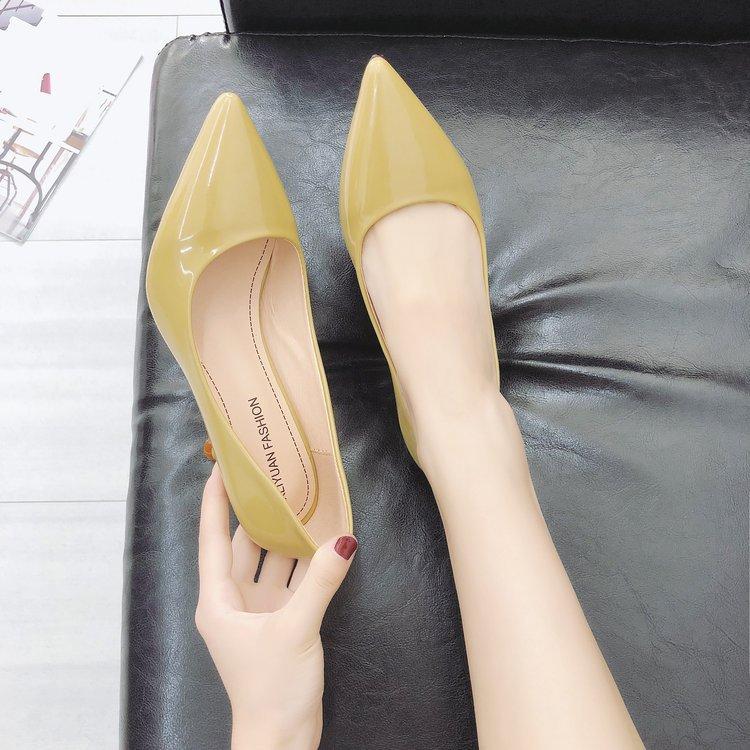 2019 Autumn New Korean Version Shallow Mouth Pointed High Heels Stiletto Temperament Patent Leather Single Shoes Black Work Shoes
