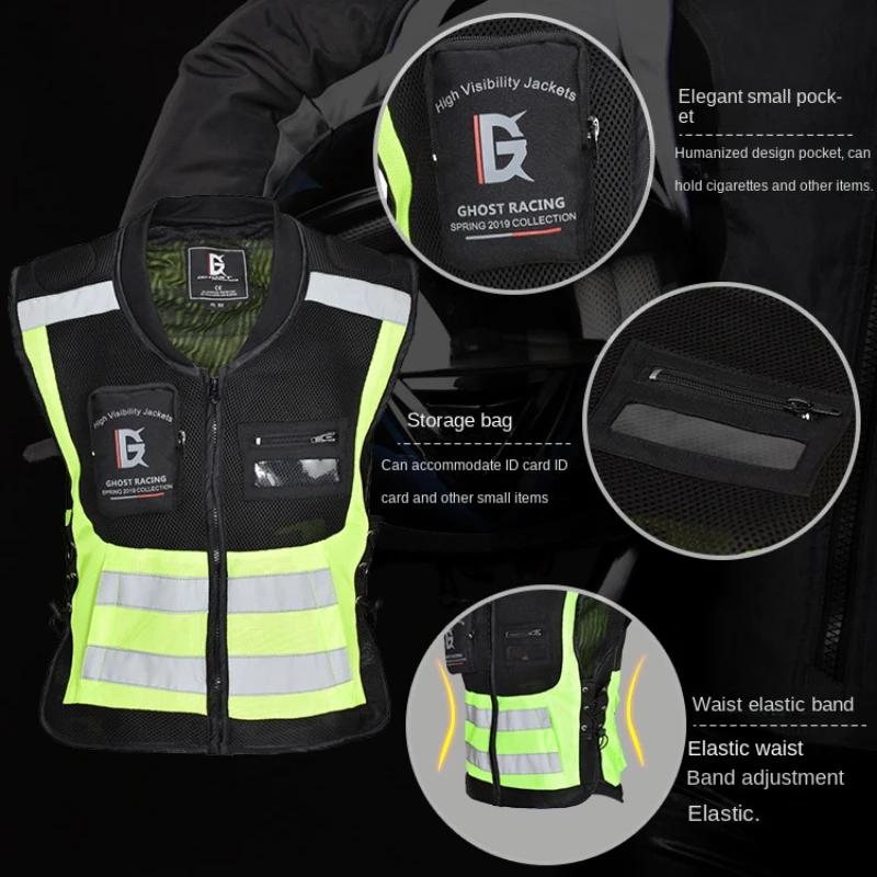Motorcycle Vest Reflective Vest Motorcycle Jacket Biker Vest Moto Reflective Jacket Safty Waistcoat Warning Green Yellow Black