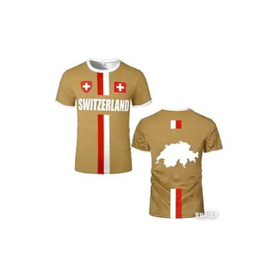 Switzerland Swiss Tshirt MMA Boxing Muay Thai National Flag Training Print 3D Round Neck Quick Dry Short Sleeve Unisex Women Men Fitness Workout Sport
