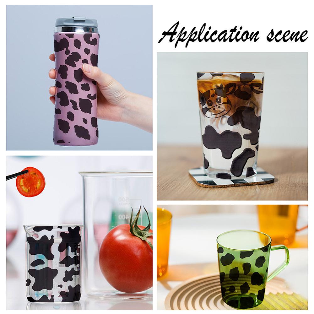 1set 8 Sheets 8 Colors Clear Film Cow Rub on Transfer Stickers for Glass Cups Waterproof Cup Wrap Transfer Decals for Cup Crafts Mixed Color