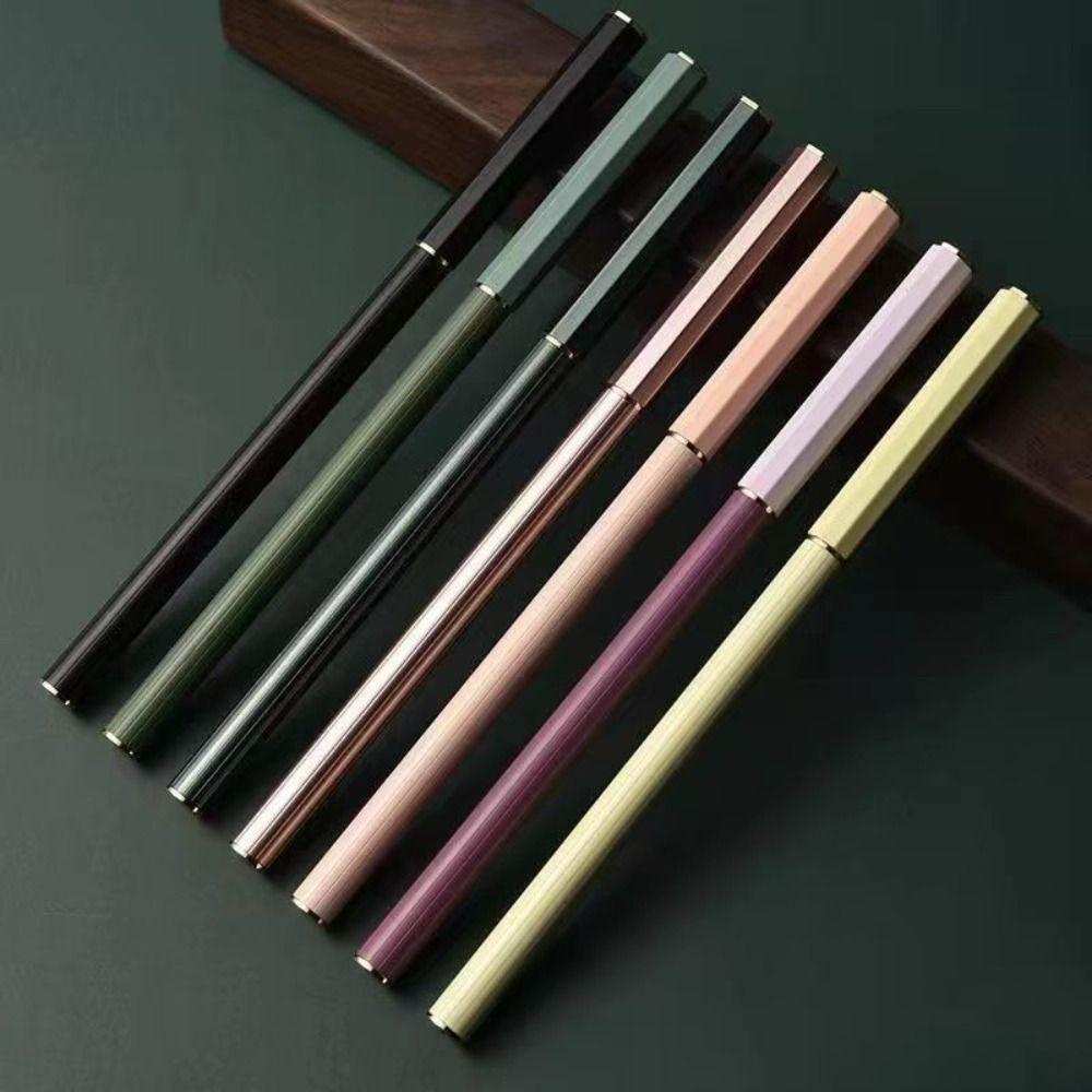 Soft Morandi Calligraphy Brushes Metal Rod Pen-type Brush Portable Regular Script Brush Writing