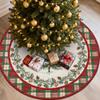 Round Area Rug Washable Circle Rugs for Living Room Low-Pile Christmas Tree Print Holiday Checkered Carpet Home Decor