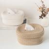 Cotton Cord Woven Tissue Storage Box Simple Japanese Desktop Dustproof Tissue Box with Cover Handmade Washable