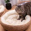 With Warm Pad Braided Cat Bed Rattan Weaving Vine Weave Cat Nest New Pet Sleeping Mat  Pet Supplies