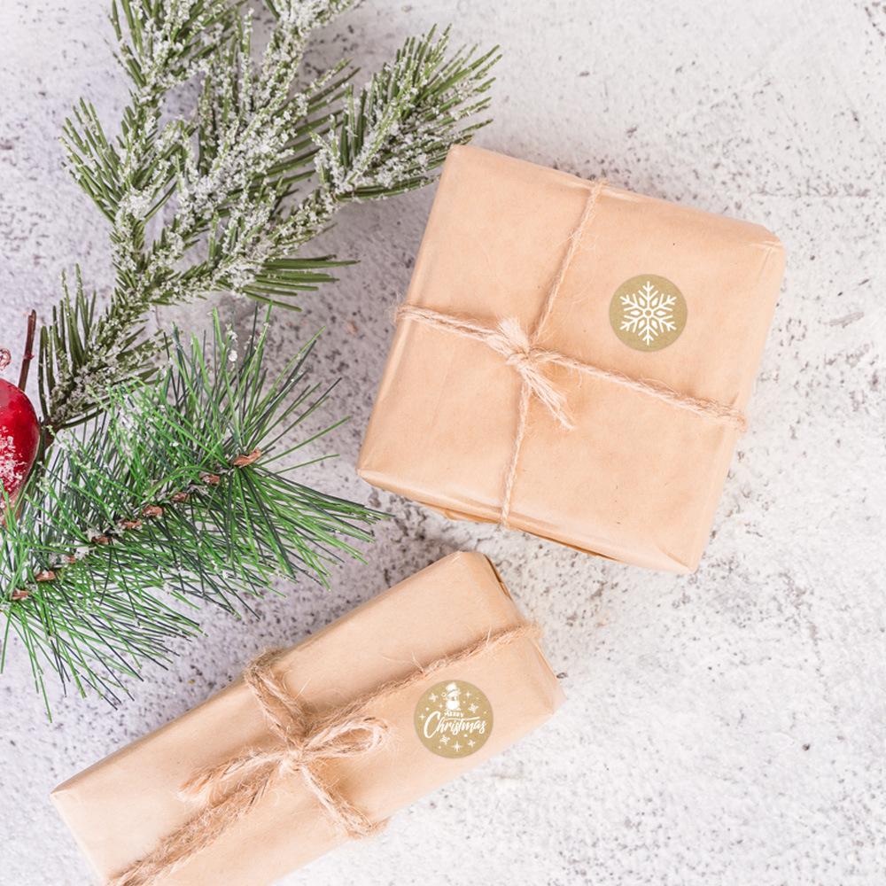 100-500pcs Kraft Paper Christmas Stickers New Year Thank You Stickers Christmas Decoration For Card Gift Box Package 1inch