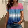 Женский повседневный плиссированный топ с короткими рукавами с квадратным вырезом и короткими рукавами с градиентным принтом