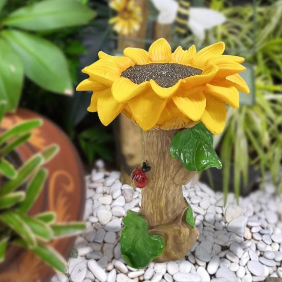Sunflower Bird Bath Flower Pedestal Birdbath Sunflower Water Bowl Birdseed Tray