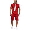Mens Summer Leisure Stripe Color Collision Short Sleeve Shorts Sports Thin Sets