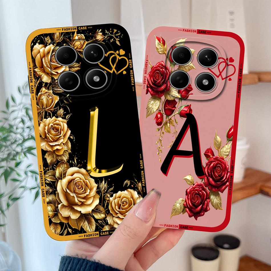 Чехол для Poco M8 Pro / Poco M5 M5S Модный с розовыми буквами Мягкий жидкий силиконовый чехол для телефона для Poco M 8 M 5 Легкий Funda