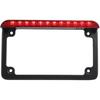 Universal Motorcycle Aluminum License Plate Frame w/LED Light Brake Tail Light, 7"×4"(OD) (Black-Red)