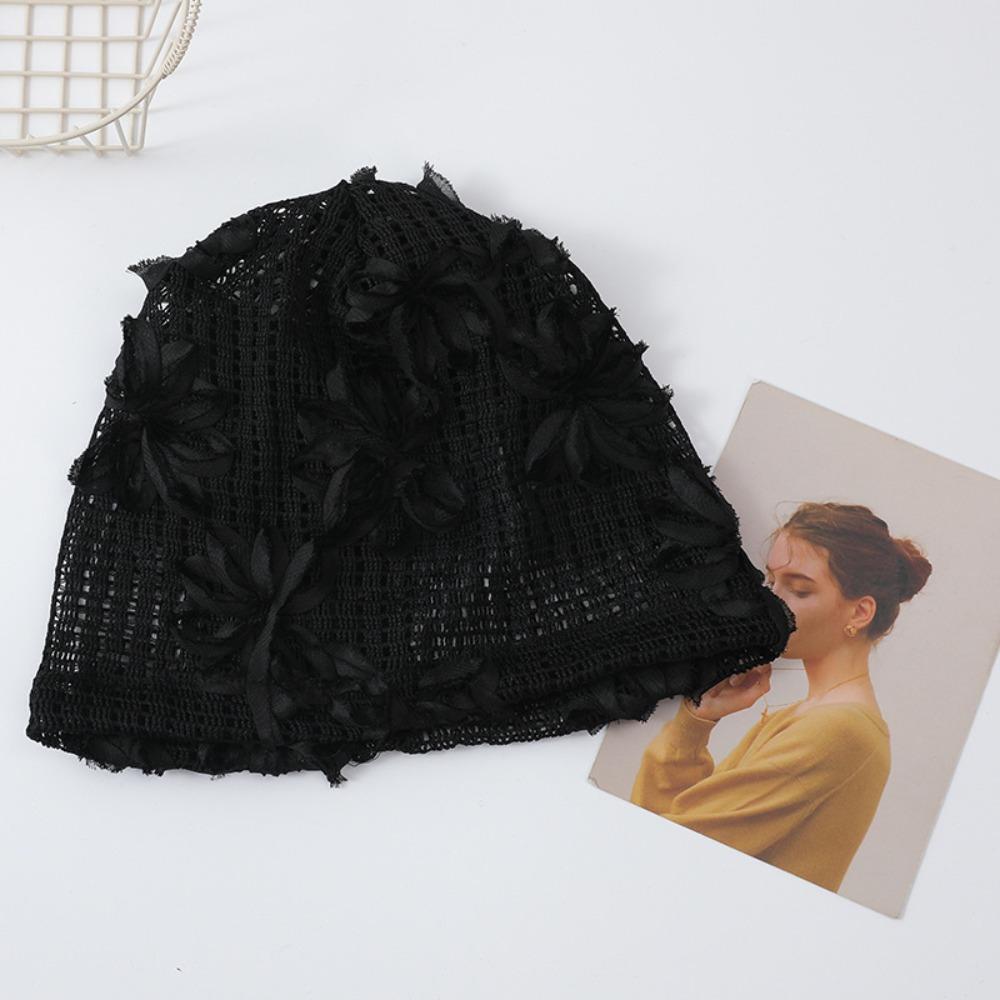 Cute Crochet Flower Hat Handmade Flower Knitted Hat Casual Weave Cap  Outdoor