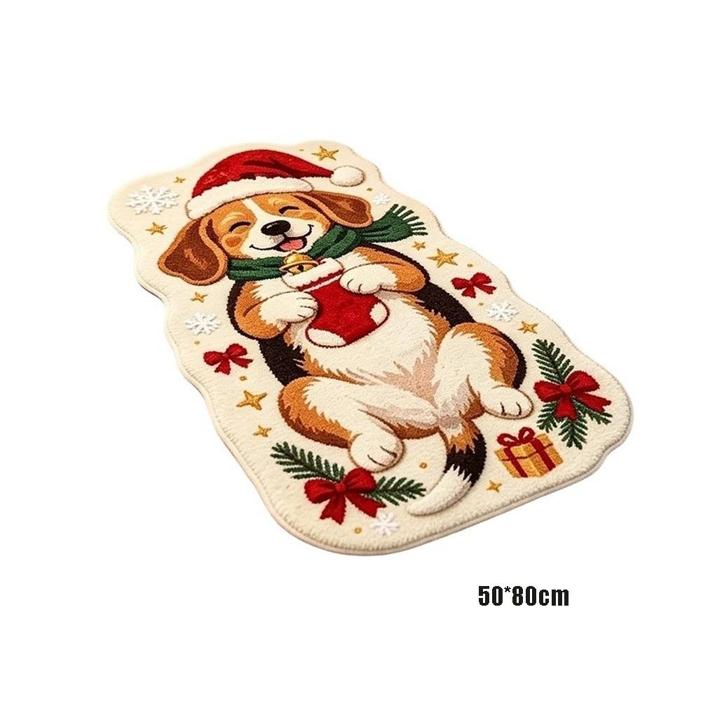 Christmas Theme Pattern Cartoon Doormat Carpet Soft Plush Faux Cashmere Rug Bedroom