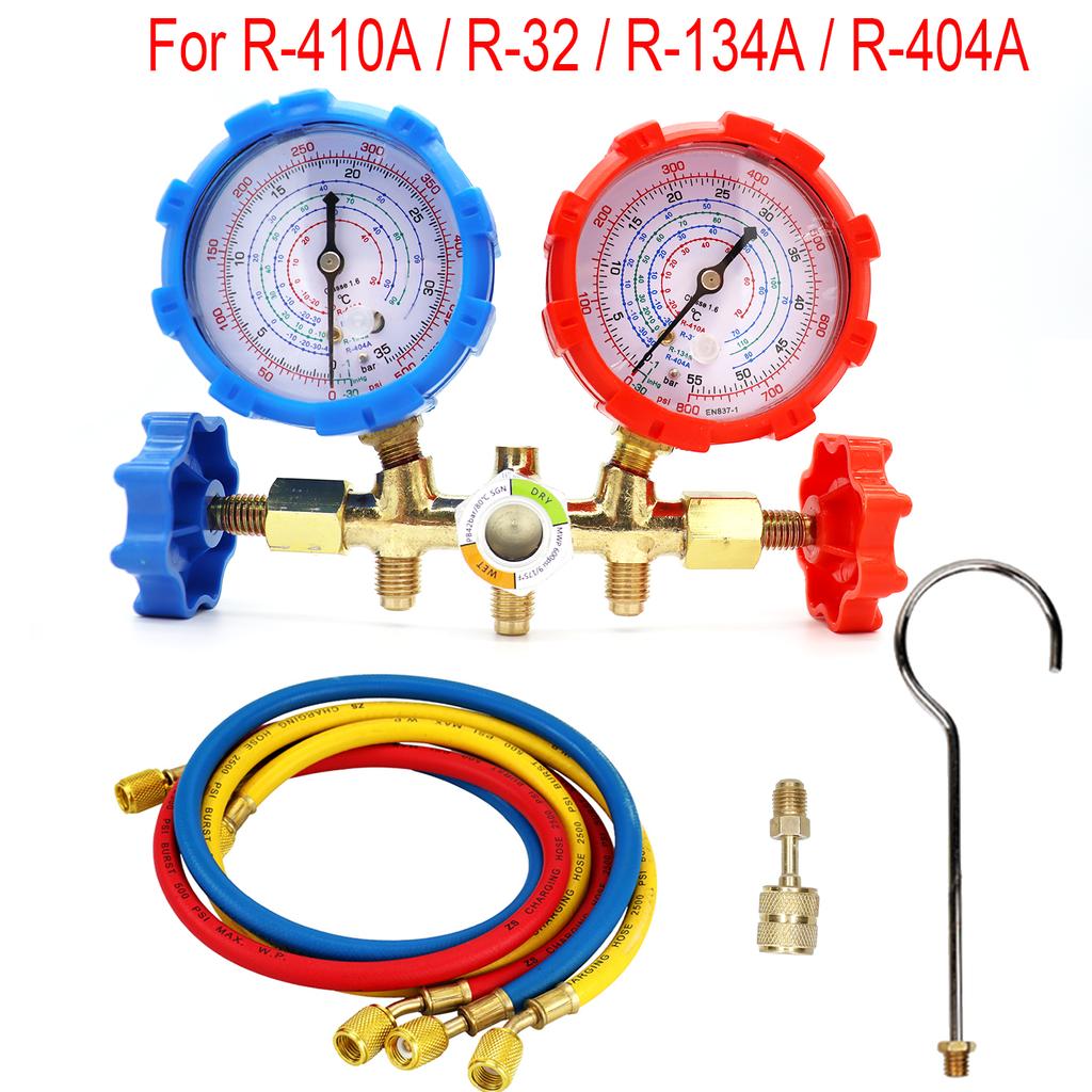 R410A R134A R32 R404A Air Conditioner Refrigeration Fluoride Meter Kit, Manifold Meter Diagnostic Tool