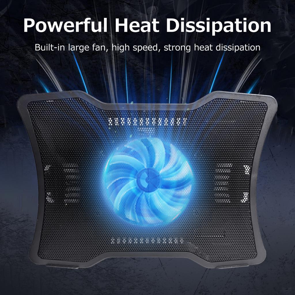 Портативный кулер для ноутбука Охлаждающая база для ноутбука Конструкция с одним вентилятором Низкий уровень шума Поддержка двух портов USB