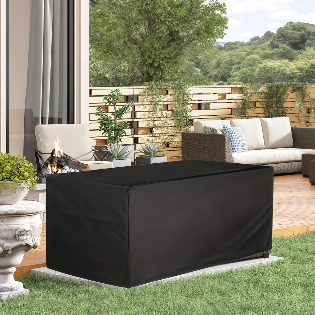 One Piece Outdoor Deck Box Cover - Black Premium Oxford Fabric - Compatible with most other deck boxes (cover only)