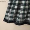 ZANZEA Womens Summer Casual Lace Splice Loose Plaid Long Skirts