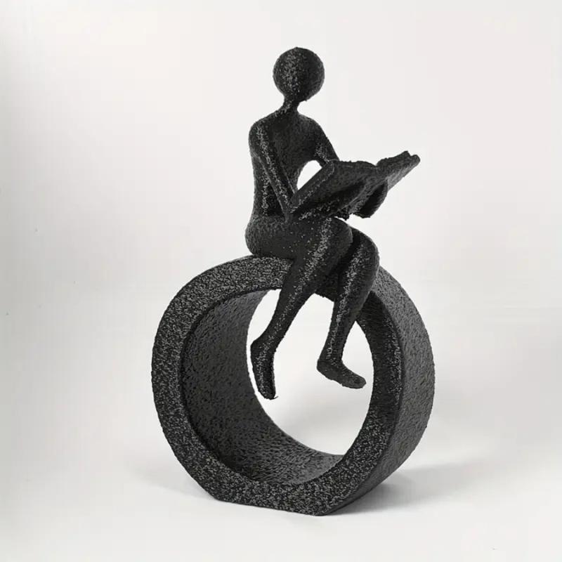 Plastic Reading Figurines Statue Modern Abstract Art Sculpture Collectibles Bookshelf Decorations for Home Office Bedroom