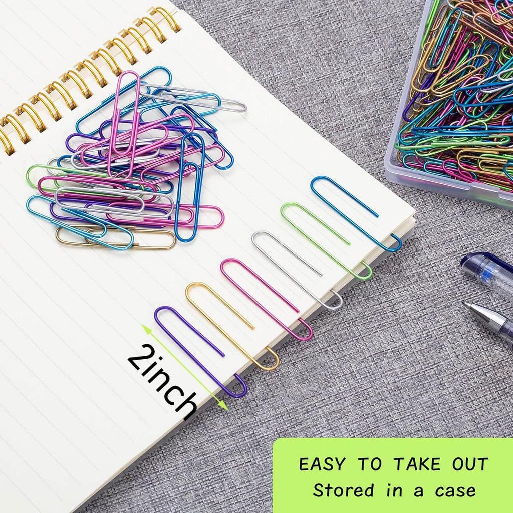 Large Paper Clips 150pcs 2 Inch 50mm Jumbo Paper Clip Assorted Coloured PaperClips for Paperwork Office School and Personal Use