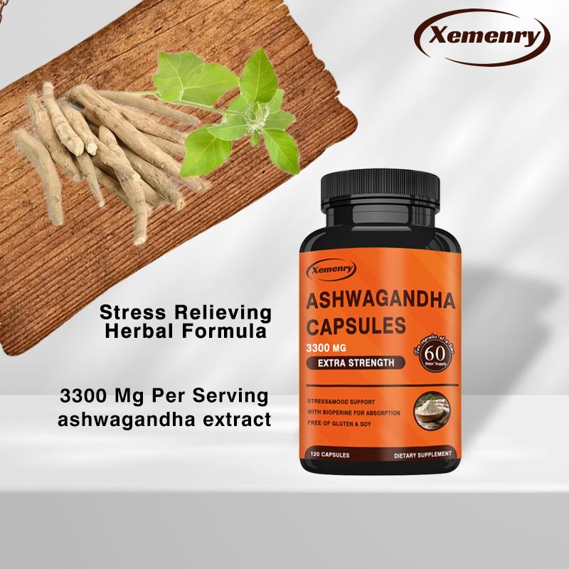 Xemenry - Ashwagandha Extract (Indian Ginseng) 3300mg Capsules - Dietary Supplement - Fortified with Piperine - For Mood and Sleep Health