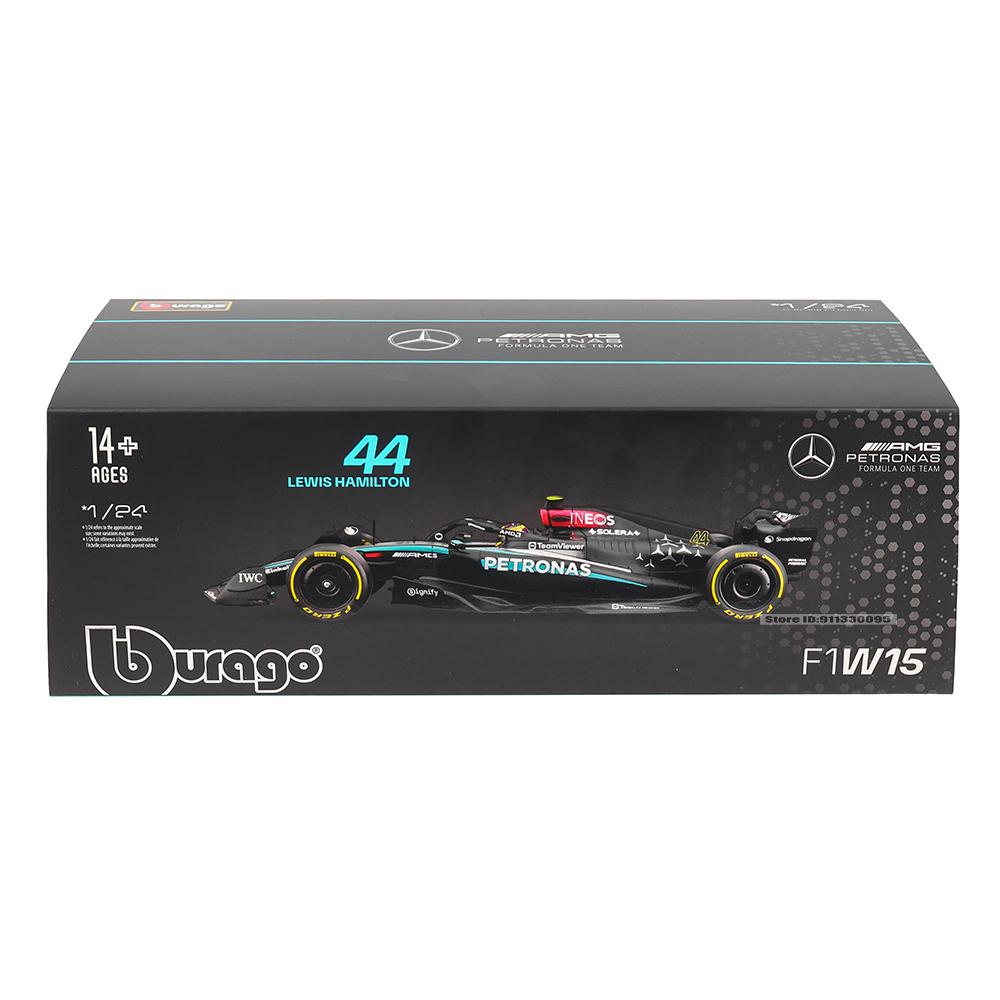 Ббураго 1:24 2022~2025 Mercedes W15 № 44 Хэмилтон № 63 Расселл Серия F1 различные стили Red Bull Ferrari McLaren Литой металлический модельный автомобиль