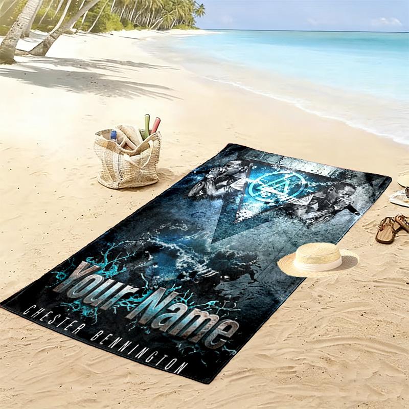 Name Custom Linkin Park Print Beach Towel, Large Soft Quick Dry Towel for Beach Camping Swimming