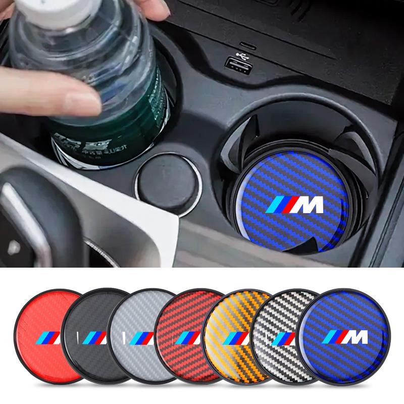 DKHN5 Car Water Coaster Cup Carbon Fiber PVC Coaster Mat Non-slip Accessory For BMW E93 F10 F20 F30 F40 F15 F25 F26 F31 F49 F86 M3 M5