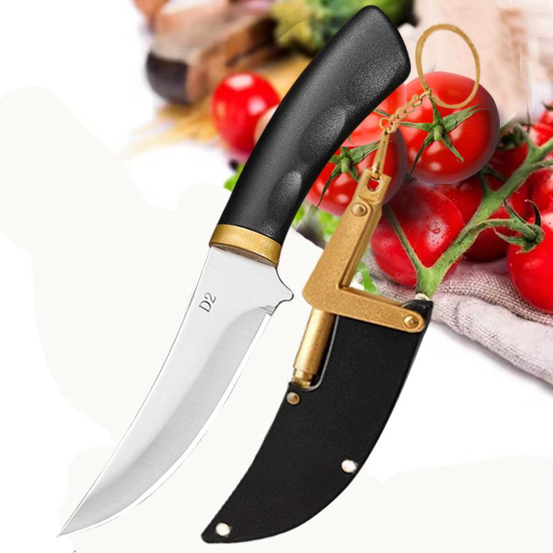 Нож для фруктов из нержавеющей стали Монгольский тесак для мяса Карманный нож Многофункциональный Нож для разделки мяса для барбекю Нож для обвалки с ножнами