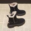 Leather Snow Boots Women's New Winter Warm Cotton Boots Martin Casual Thickened Velvet Short Boots Non-slip Cotton Shoes
