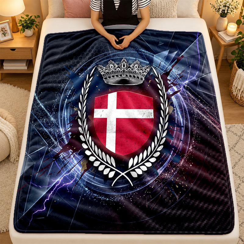 Flannel BlanketDenmark Football Warm Soft Throw Blanket for Indoor Sofa Bed Living Room Use