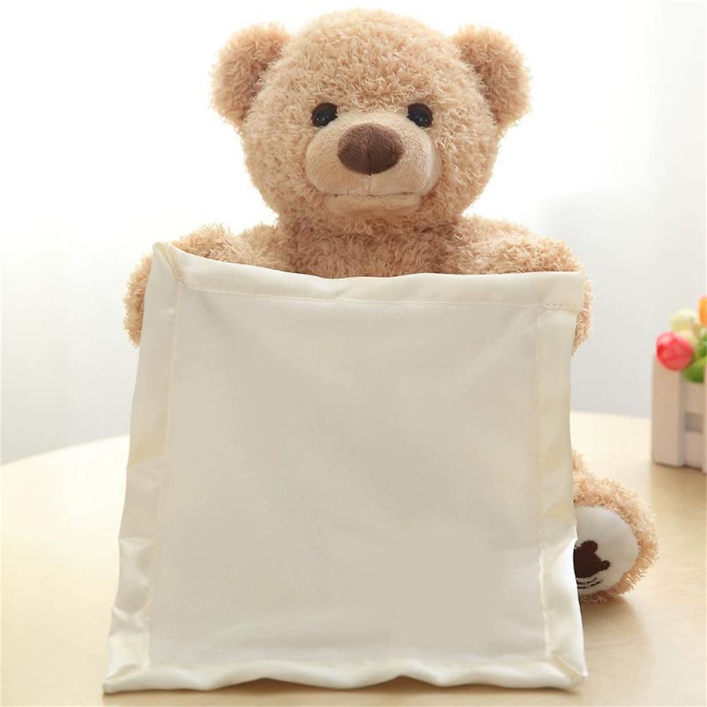 Bear Plush Interactive Soft Toy Hide And Seek Talking Electric Handkerchief  Bear Doll Kids For Gift
