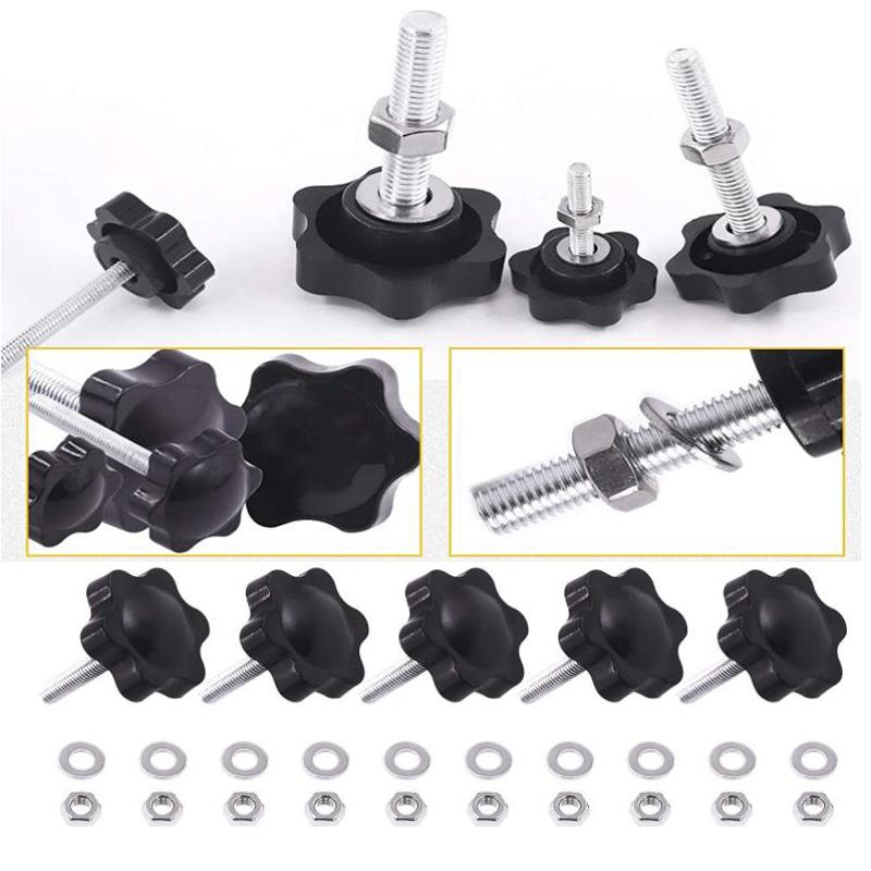 5 комплектов шестигранных ручек-звездочек M5/M6/M8 с наружной резьбой, винтов для зажима, затягиваемых вручную, быстросъемных сменных деталей с шестигранником из нержавеющей стали 304