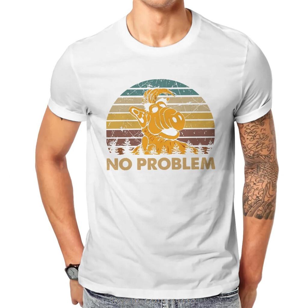 No Problem Hipster TShirt ALF The Animated Series Men Harajuku Fabric Streetwear T Shirt Fashion Oneck Oversized Tshirt Tops