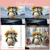 Hat Cute Scarf Penguin Cartoon Pattern Pendant Car Decoration Accessories