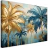 Холст, Золото и Синий Абстракция Пальмы