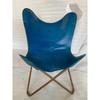 Blue Vintage Leather Butterfly Chair Leather Accent Chair Living Room Chair