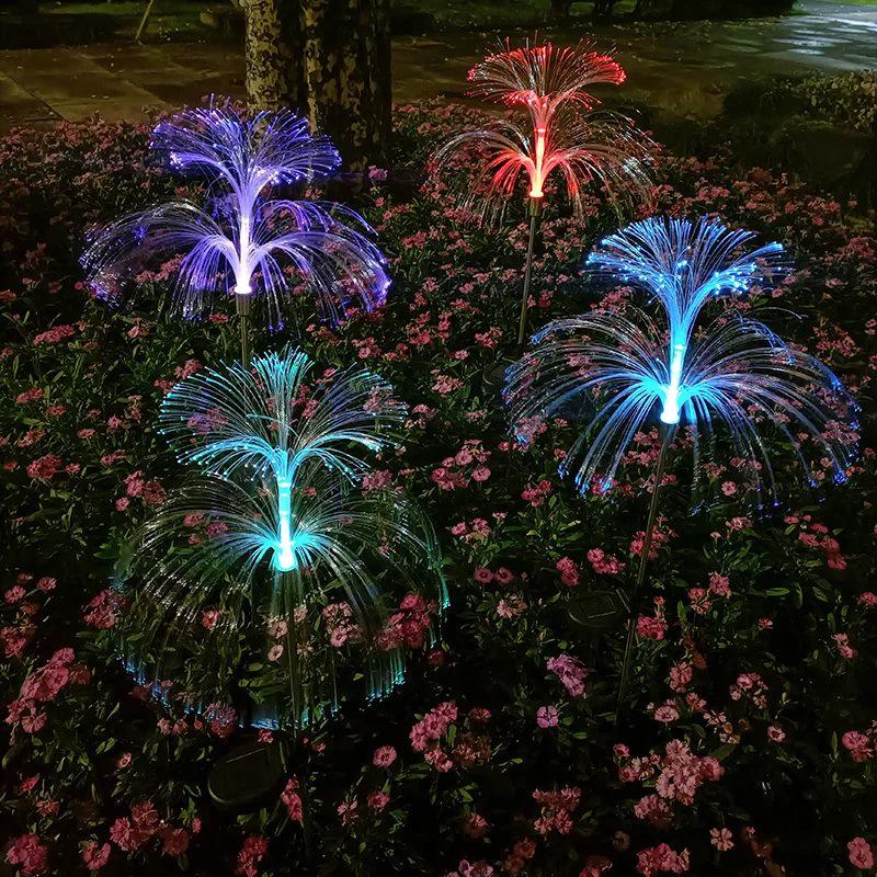 Cross-Border Solar LED Jellyfish Fiber Optic Outdoor Garden Light