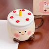 Milk Fufu Cake Ceramic Mug with Lid Cute Cartoon Water Cup As A Birthday Gift for A Girl’s Best Friend As A Souvenir