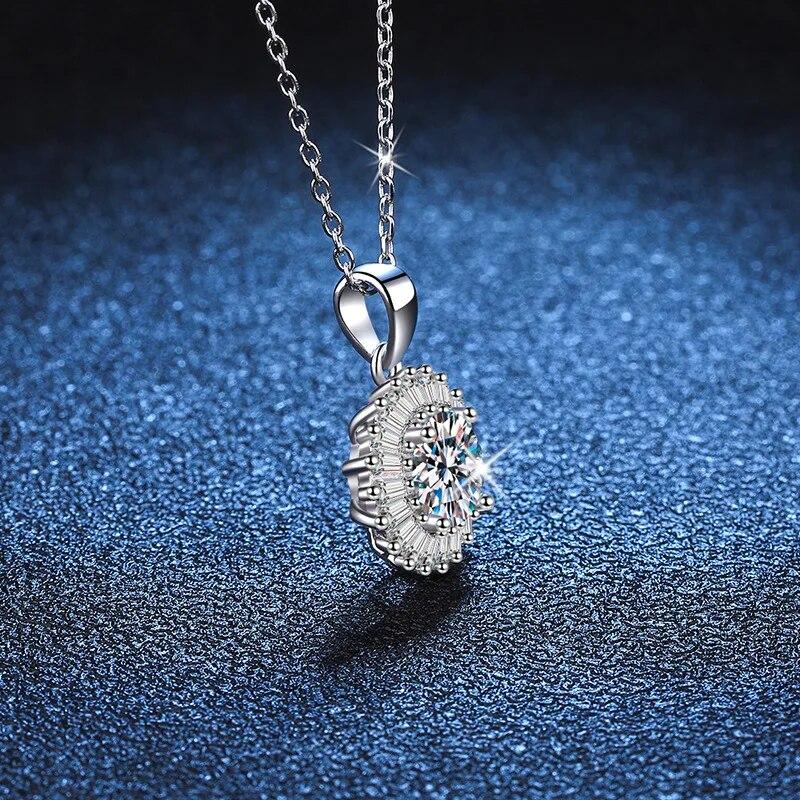 Новый настоящий 1 карат кулон из муассанита, ожерелье для женщин, стерлинговое серебро 925 пробы, сверкающая бриллиантовая цепочка на шею, ювелирные изделия, оптовая продажа