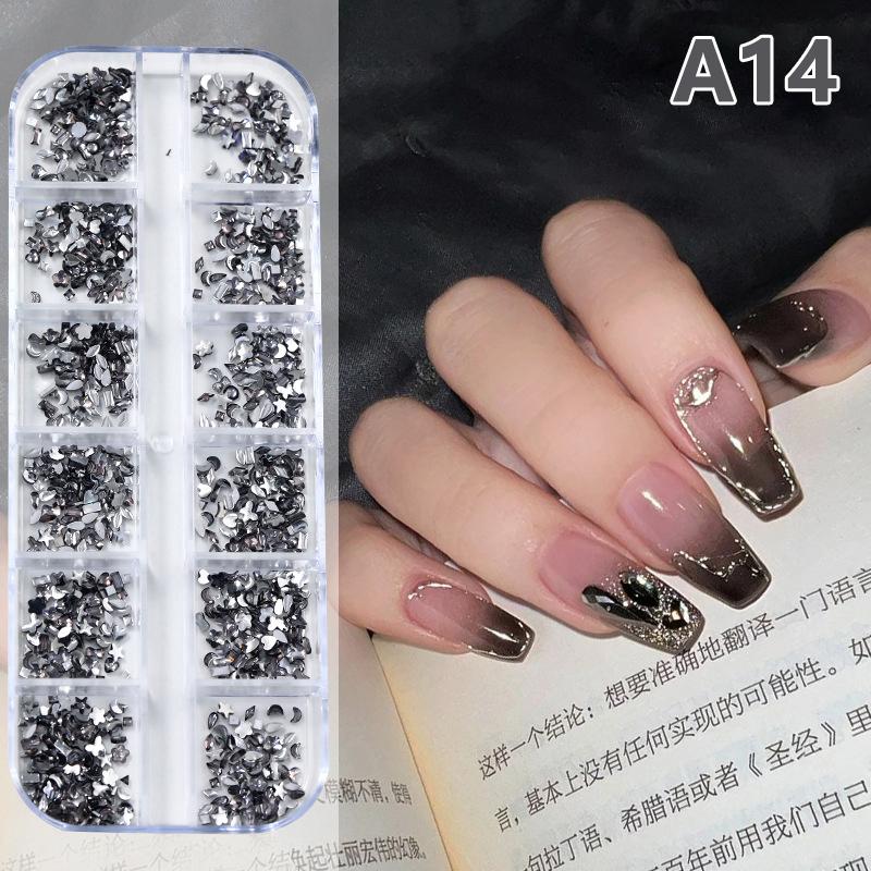 12 Grid Mini Nail Flat Back Beautify Nails Diy Decorative 3D Manicure Nail Art Decorations For Girls