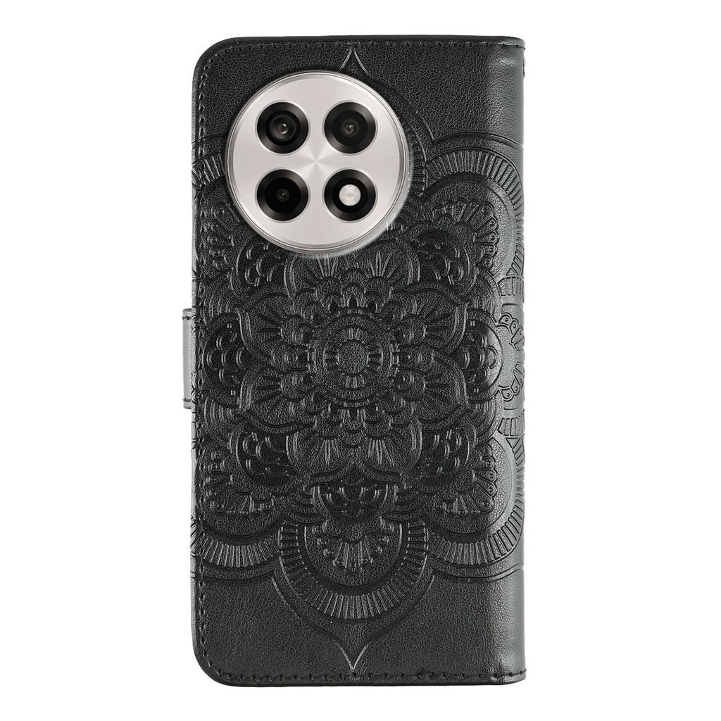 For OnePlus Ace 5 5G/Ace 5 Pro 5G/13R 5G Case PU Leather Mandala Imprinted Design Wallet Phone Cover with Wrist Strap
