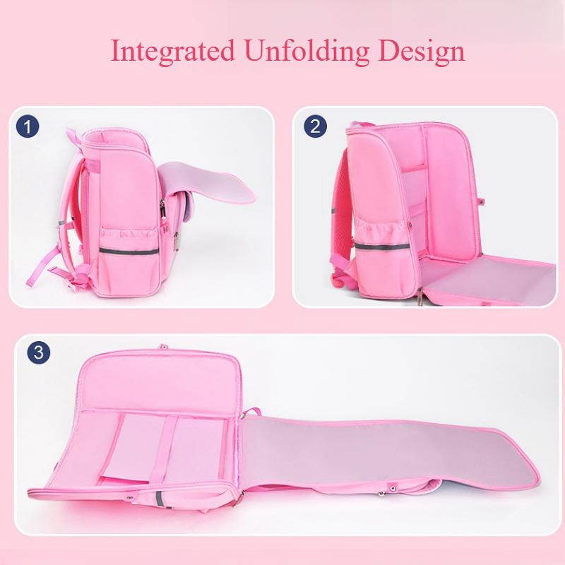 New Fashion Gradient Color Primary Student School Bags for Girls Grade 2-5 Exquisite Bow Cartoon Children Backpack Lightweight Portable Kid's Book Bag