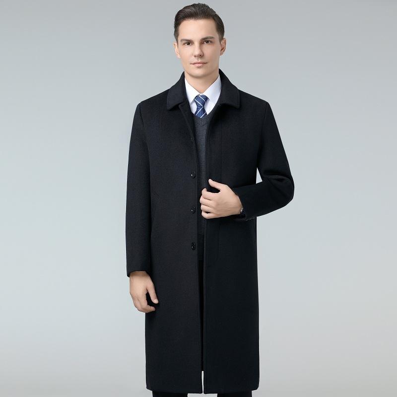 Autumn and Winter Wool Coat Men's Long Middle-aged Dad's Business Casual Coat Men