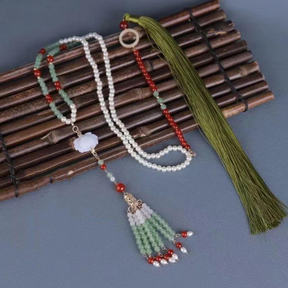 Chinese Style Hanfu Ruyi Pendant Tang Ming Song Dynasty Long Tassel Necklace Girls